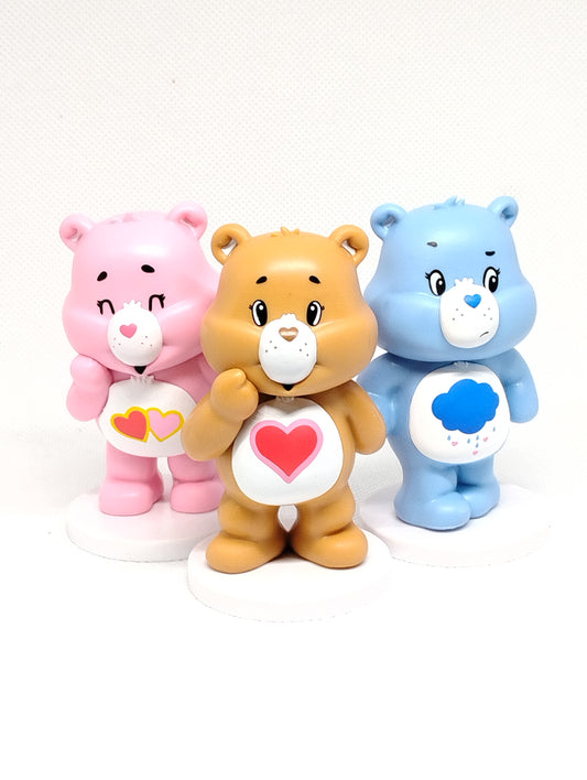 3 Mini Care Bear figurines